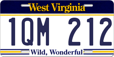 WV license plate 1QM212