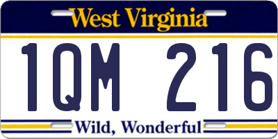 WV license plate 1QM216