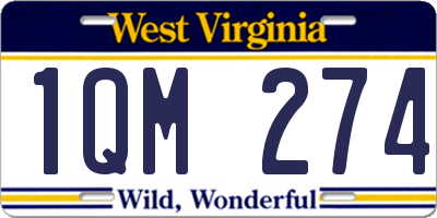 WV license plate 1QM274