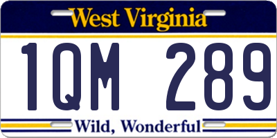 WV license plate 1QM289