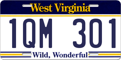 WV license plate 1QM301