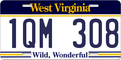 WV license plate 1QM308