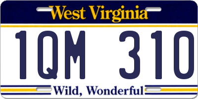 WV license plate 1QM310