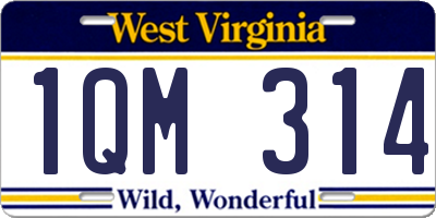 WV license plate 1QM314