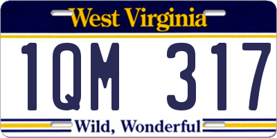 WV license plate 1QM317