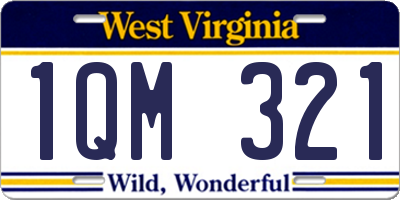 WV license plate 1QM321