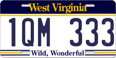 WV license plate 1QM333