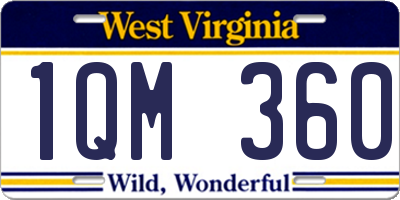 WV license plate 1QM360