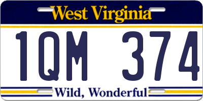 WV license plate 1QM374