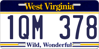 WV license plate 1QM378