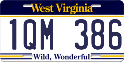 WV license plate 1QM386