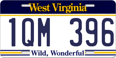 WV license plate 1QM396