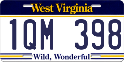 WV license plate 1QM398