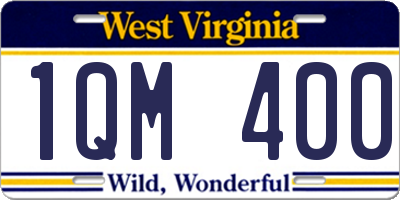 WV license plate 1QM400