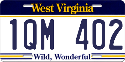 WV license plate 1QM402