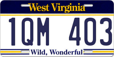 WV license plate 1QM403