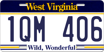 WV license plate 1QM406