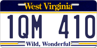 WV license plate 1QM410