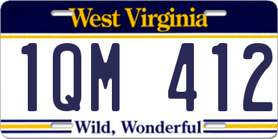 WV license plate 1QM412