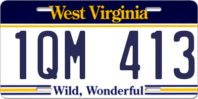 WV license plate 1QM413