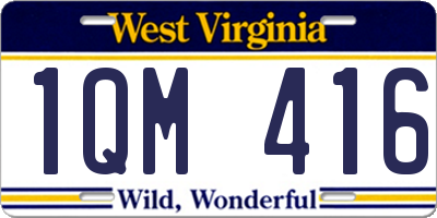WV license plate 1QM416