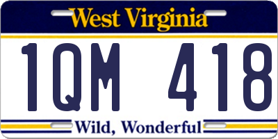 WV license plate 1QM418