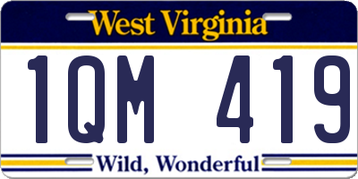 WV license plate 1QM419