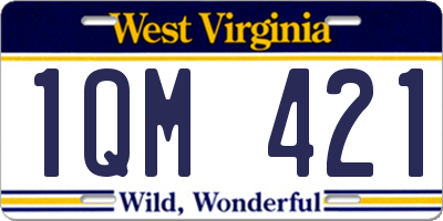 WV license plate 1QM421