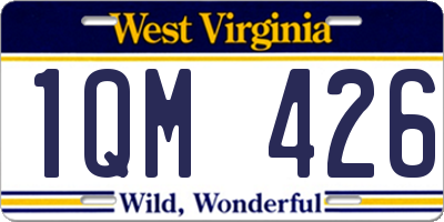 WV license plate 1QM426