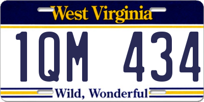 WV license plate 1QM434