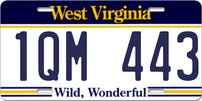 WV license plate 1QM443