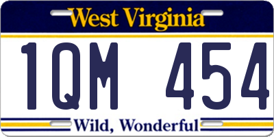 WV license plate 1QM454