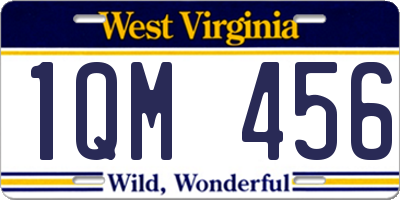 WV license plate 1QM456