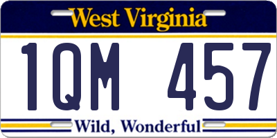 WV license plate 1QM457