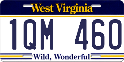 WV license plate 1QM460