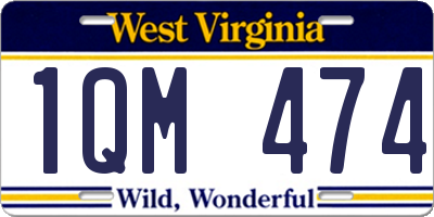 WV license plate 1QM474