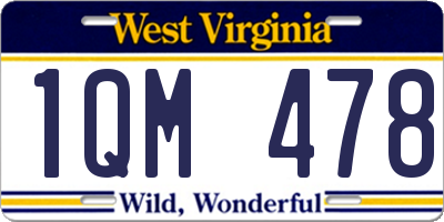 WV license plate 1QM478
