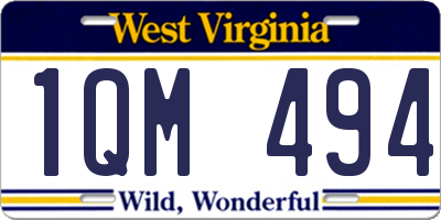 WV license plate 1QM494