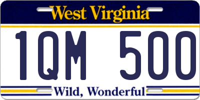WV license plate 1QM500