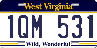 WV license plate 1QM531