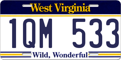 WV license plate 1QM533