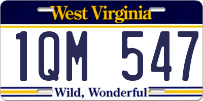 WV license plate 1QM547