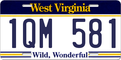 WV license plate 1QM581