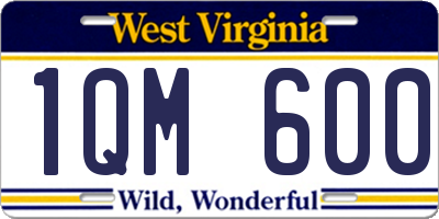 WV license plate 1QM600