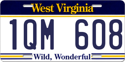 WV license plate 1QM608