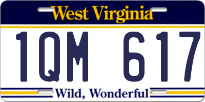 WV license plate 1QM617
