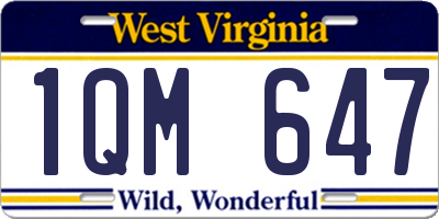 WV license plate 1QM647