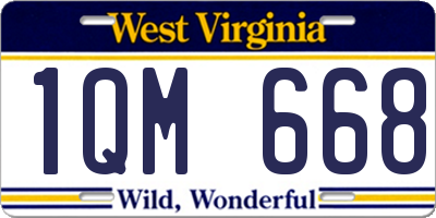 WV license plate 1QM668