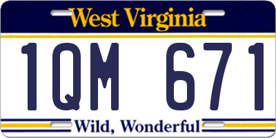 WV license plate 1QM671