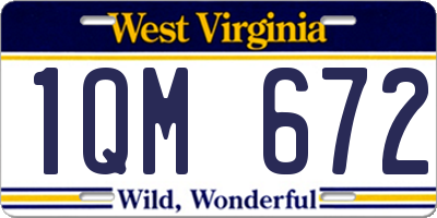 WV license plate 1QM672